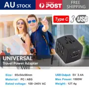 3 USB &Type-C Universal International Travel Adapter Outlet Converter Plug Power