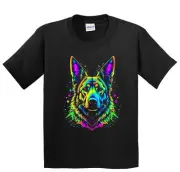 Kids German Shepherd Psychedelic Dog Art T-Shirt - German Shepherd Owner Gift