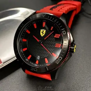 FERRARI手錶, 男錶 48mm 黑圓形精鋼錶殼 黑色中三針顯示, 運動錶面款 FE00072