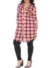White Mark Womens Plus Piper Plaid Button Front Tunic Top Size 1X Orange
