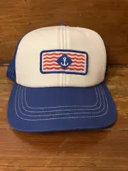 Anchor Waves Hat Cap White Blue Red Trucker Adjustable West Marine Men’s Women’s