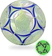 Linkidea Size 5 Glow in Dark Soccer Ball, Durable Vegan Leather Glowing Balls, Official Match Size Soccer with Good Visibility for Night Game or Training, Unique Gift for Outdoor
