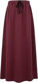 [IDEALSANXUN] Women's Autumn Winter Fleece Lined Drawstring Elastic Waist A-Line Soft Skirt