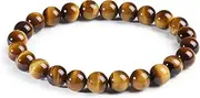 [qanyue] Natural Gemstone Stretch Round Beaded Bracelet, Elastic Smooth Beads Stone Bracelet Unisex