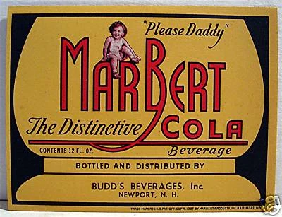 Vintage Marbert Cola Soda Pop Label Newport N H