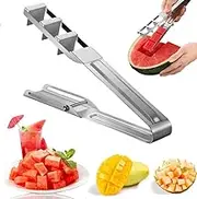 Watermelon Cutter Slicer Cut Watermelon Into Cubes Knife Melon Baller, Stainless Steel Watermelon Slicer Tool Practical Fruit Cube Cutter Fruit Slicer Tool, for Kitchen Gadgets