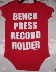 BENCH PRESS RECORD HOLDER Solid Threads One Piece Jumper Romper Baby Snap Suit