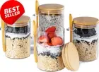4 Pack 16oz Glass Overnight Oats Jars with Lids Meal Prep Containers Set