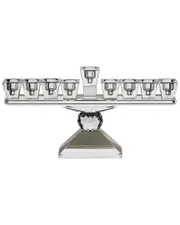 BT Shalom Crystal Menorah With Decorative Jewels Stand
