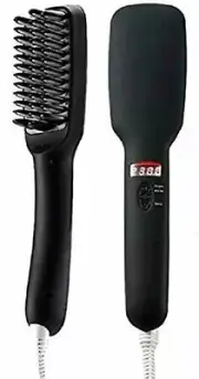 2-in-1 Electric Hair Straightener Brush, Fast Natural Straight Hair Styling