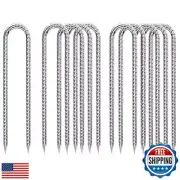 Rebar-Stakes-12-Inch, Ground Stakes Heavy Duty U-Hook Galvanized Anti-Rust Gr