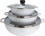 IMUSA 3 Piece Caldero Set with Tempered Glass Lid 1.5/2.5/5.2Qt