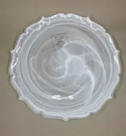 Artistic Accents Turkish Glass 4 Plates Set Entrée Dinner White Swirl 11" NWT