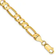14K Yellow Gold 8 Inch 6.75mm Concave Open Figaro With Lobster Clasp Bracelet