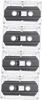 HEALEEP 4pcs Blank Cassette Tape Transparent Shell for Easy Labeling Recording for Music and Voice Recording Vintage Audio Supply