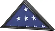 Sboitflmm Military Flag Display Case for Burial Flag - Fits Folded 5' x 9.5' Flag Military Flag Shadow Box - Wooden Frame with Glass Panel - Flag Display Case for Burial Flag Black