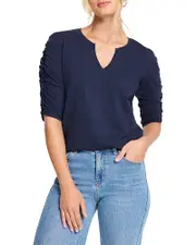 Nzt By Nic+Zoe Ruched Elbow Sleeve Top