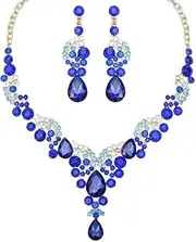 [GoFunway] Elegant Crystal Necklace Earrings Bridal Wedding Party Costume Jewelry Sets for Brides Women, crystal Rhinestone, crystal and rhinestones