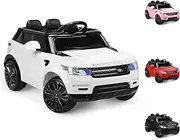 ALFORDSON Kids Ride On Car 12V Eletric Dual Motor, Remote Control Car with Music Player, LED Headlight & Tail Lights, Ride-on Design SUV Toy Vehicle, White