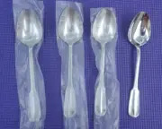 4- INTERPUR Stainless Flatware Fiddle Shape TEASPOONS 6 1/8" NEW!