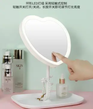 LED化妆镜带灯家用折叠便携梳妆镜台式桌面镜子学生宿舍ins美妆镜
