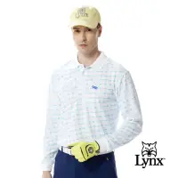 在飛比找momo購物網優惠-【Lynx Golf】男款吸濕排汗方型排列組合印花羅紋領造型