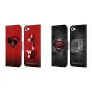 JUSTICE LEAGUE MOVIE SUPERMAN LOGO ART LEATHER BOOK CASE FOR APPLE iPOD TOUCH