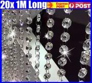 20M DIY Acrylic Clear Crystal Bead Curtain Party Wedding Decor Hanging Strand