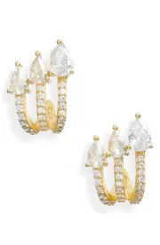 SHYMI Pavé Cubic Zirconia Wrap Hoop Earrings in Gold/White at Nordstrom One Size