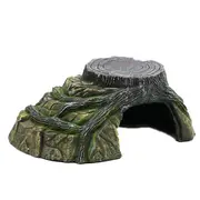 Catzon Root Terrace Reptile Habitat Cave Resin Rock Hideout Fish Tank Decor for Lizards Frogs Snakes-S