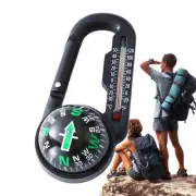 3in1 Compass Carabiner Thermometer Outdoor Hiking Bushcraft Survival Key Ring