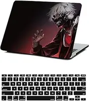 Protective Case for 2024-2022 New MacBook Air 13.6 inch M2 M3 with Retina&Touch ID,Black Red Plastic Laptop Case for MacBook Model A2681 A3113 & Keyboard Cover Skin, Anime Boy