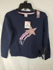 Members Mark Girls Blue Glittery Star Sweatshirt Sz 7/8