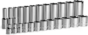 Capri Tools 3/8 in. Drive Shallow and Deep Chrome Socket Set, 6-Point, 5/16 to 1 in, 24-Piece