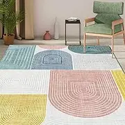 Area Rugs Living Room Colourful Geometry Washable Rugs, Bedroom Home Office Dining Room Decor Rug, 120 x 180cm