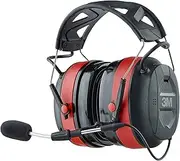3M Pro-Comms Electronic Hearing Protection with Bluetooth Wireless Technology and External Microphones, Bluetooth Headphones, NRR 26 dB,Black/Red