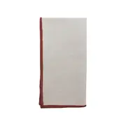 Jetty Embroidered Napkins, Set of 4 - Red & Oatmeal