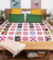 Scrap Sampler Blocks design FINISHED QUILT - Feather Quilting motifs