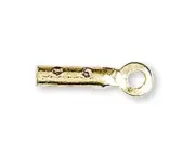 Cord End, 100 Gold Plated Brass 4x1mm Small Fold Over Tube with 0.5mm ID & Ring
