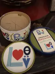 NEW JONATHAN ADLER PEACE & LOVE PORCELAIN COASTERS SET OF 4 RETIRED