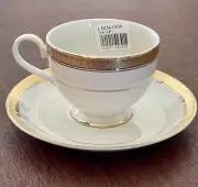 Mikasa Palatial Gold Footed Coffee / Tea Cup & Saucer Set NEW