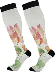 [Caihoyu] Softball Socks For Women & Men Support for Nurses, Running, Athletic, Travel Lotus Leaf, Multicolor, One Size, Multicolor, One size