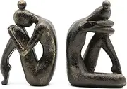 Lukitas Unique Decorative Girl Thinker Bookends, Home Office Books Shelves Stoppers Holder, Nonskid Book Stoppers, Creative Desktop Ornaments for Study Room Hotel Office Shelves, Resin, 1Pair/2Piece