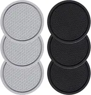 6 Pack Car Cup Coaster, Universal Non-Slip Cup Holders Embedded in Ornaments Coaster, Car Interior Accessories (Black+Grey)