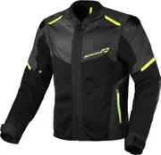 Macna Orcano 2.0 NightEye Motorcycle Textile Jacket, black-yellow, Size XL for Men Black Yellow