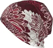 [ZaKhs] Red Flower Print Beanie Hat Winter Warm Knit Hat Soft Skull Cap for Women Men, Black, One Size
