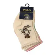 Ralph Lauren Infants 6-12 Months Socks Springtime Bear Pink Lime Pony Pink Logo