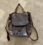 Womens Rachel Roy Brown Genuine Leather Convertible Backpack Purse