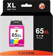 COCCINK 65XL Colour Ink Cartridge High-Yield Replacement for HP 65 XL for DeskJet 3720 3721 3722 3723 3752 3755 3758 2655 2652 Envy 5055 5052 5058 Printer HP65XL Color HP 65XL HP65 HP 65 Color