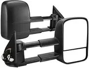 Pair Extendable Electrically Towing Mirrors for Mitsubishi Triton MQ/MR 2015 - ON Black